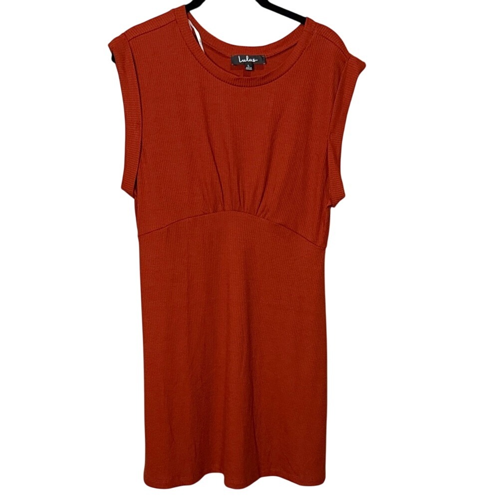 Lulus Mini Dress Rust Ribbed Sleeveless Casual Bodycon Size L